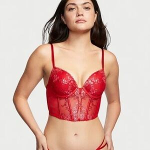 VS Very Sexy Push Up Floral Embroidery Corset Top